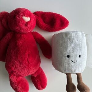 2PACK  🧻 AND 🐰  Jellycat Red and White Stuffed Animal Set